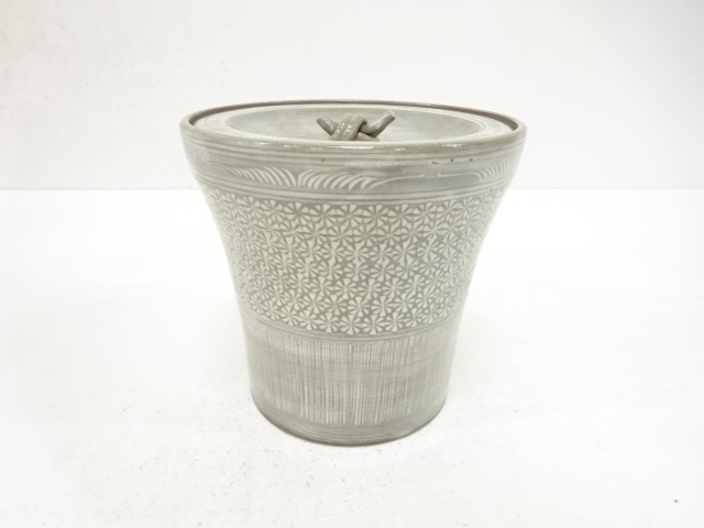  陶楽造　三島　末広　水指